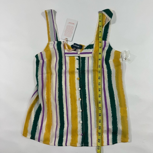 New ModCloth One Affogato Button Up Tank Top Multi Stripe - Picture 6 of 7